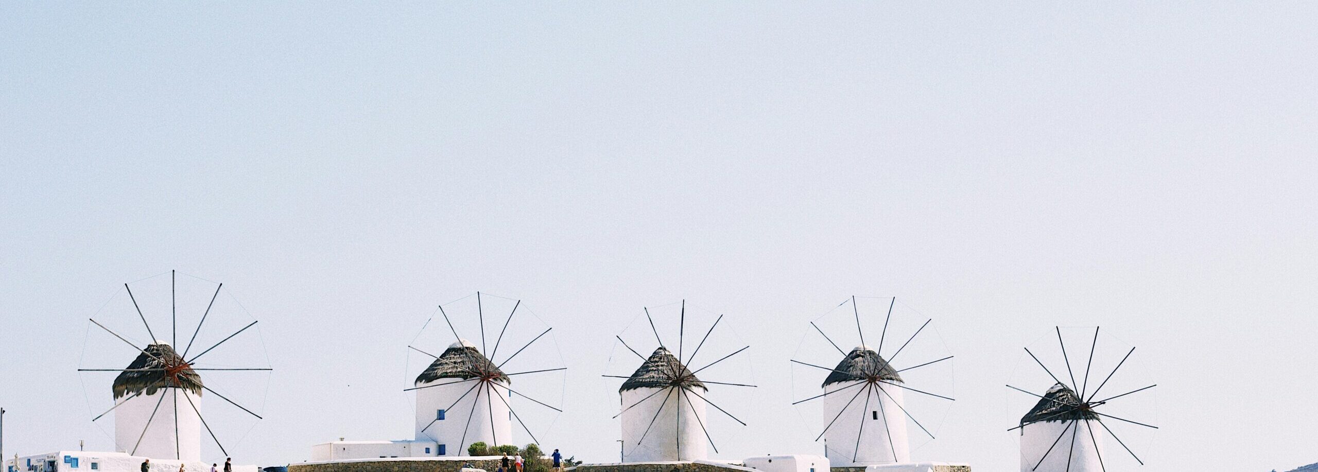 greek windmills with a blue sky